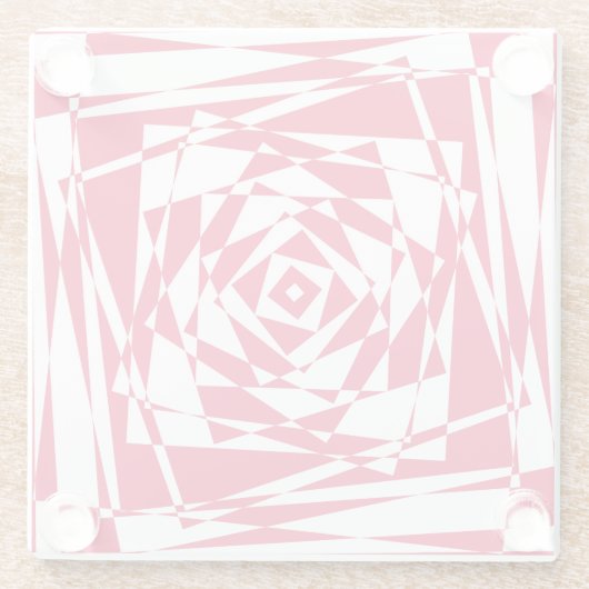 Witte rode abstracte illusie glazen onderzetter (Achterkant)