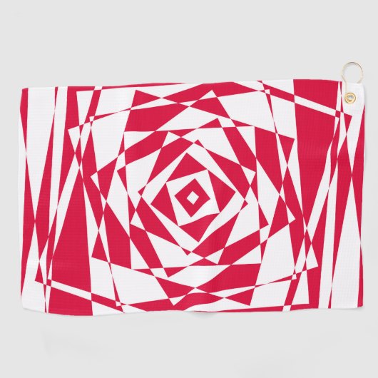 Witte rode abstracte illusie golfhanddoek (Horizontaal)