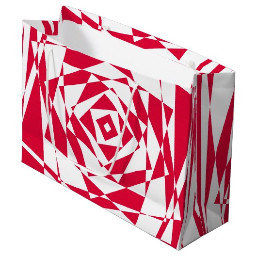 Witte rode abstracte illusie groot cadeauzakje (Voorkant Gekanteld)