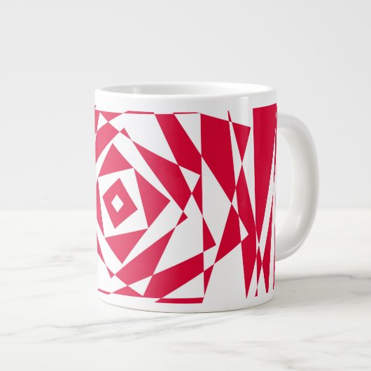 Witte rode abstracte illusie grote koffiekop (Voorkant rechts)