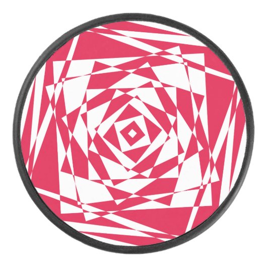 Witte rode abstracte illusie hockey puck (Voorkant)