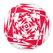 Witte rode abstracte illusie keramische knop (Voorkant)