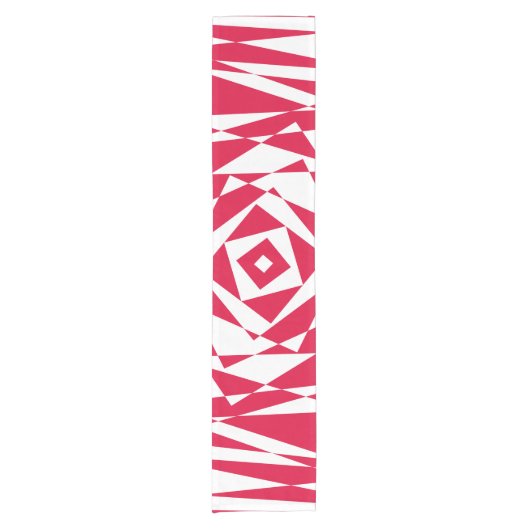 Witte rode abstracte illusie korte tafelloper (Voorkant)