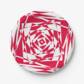 Witte rode abstracte illusie papieren bordje (Voorkant)