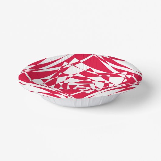 Witte & Rode Abstracte Illusie Papieren Schalen –  Papieren Kommen (Gebogen)