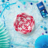 Witte & Rode Abstracte Illusie Papieren Schalen –  Papieren Kommen (Feest)