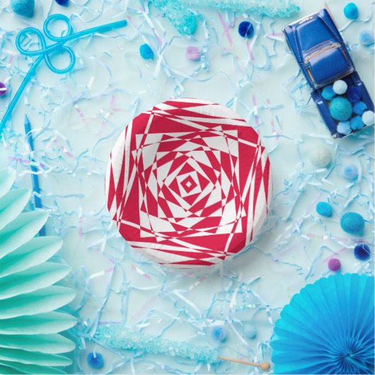 Witte & Rode Abstracte Illusie Papieren Schalen –  Papieren Kommen (Feest)