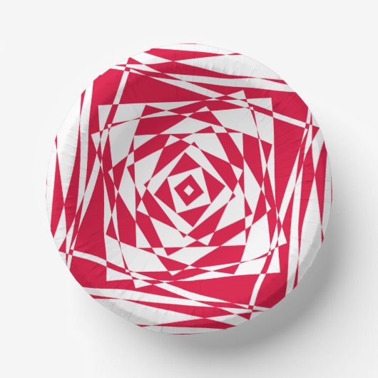 Witte & Rode Abstracte Illusie Papieren Schalen –  Papieren Kommen (Voorkant)