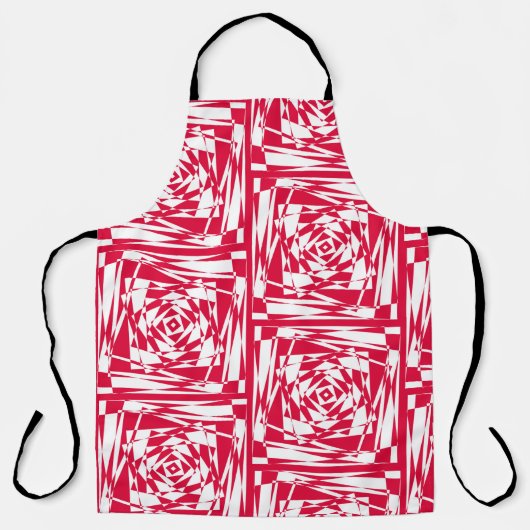 Witte rode abstracte illusie schort (Voorkant)