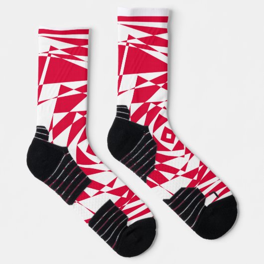 Witte rode abstracte illusie sokken (Rechts)