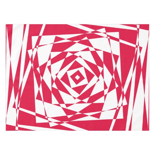 Witte rode abstracte illusie tafelkleed (Voorkant (Horizontaal))