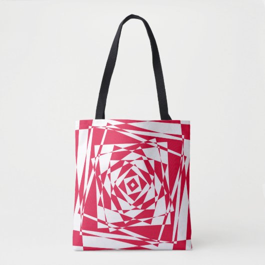 Witte rode abstracte illusie tote bag (Voorkant)