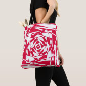 Witte rode abstracte illusie tote bag (Dichtbij)