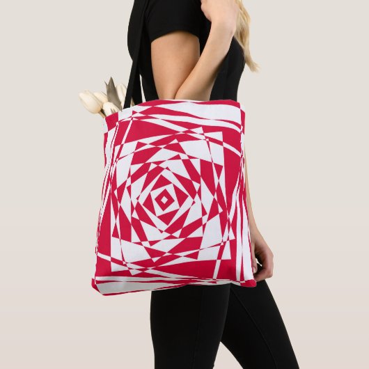 Witte rode abstracte illusie tote bag (Dichtbij)