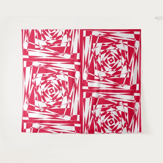 Witte rode abstracte illusie wandkleed (Voorkant (horizontaal))