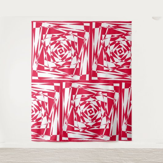 Witte rode abstracte illusie wandkleed (Voorkant)