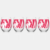 Witte rode abstracte illusie wijnglas zonder voet (Achterkant)