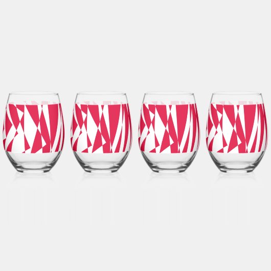 Witte rode abstracte illusie wijnglas zonder voet (Achterkant)