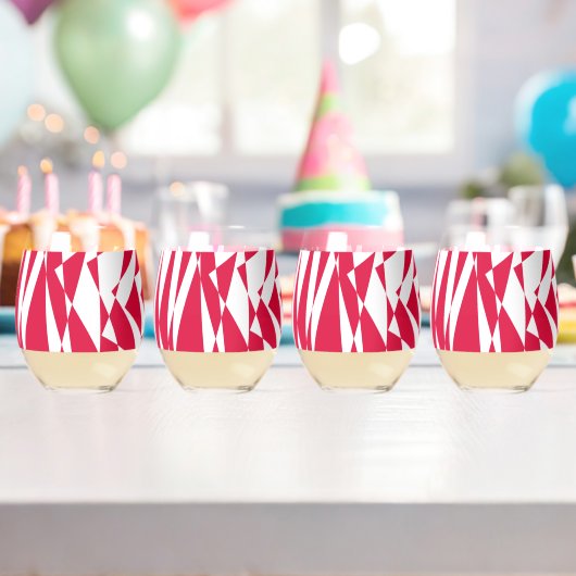 Witte rode abstracte illusie wijnglas zonder voet (Insitu (Verjaardag))