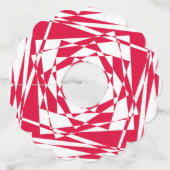 Witte rode abstracte illusie wijnglaslabel (Voorkant)