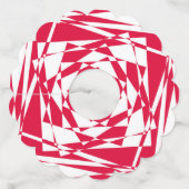 Witte rode abstracte illusie wijnglaslabel (Achterkant)