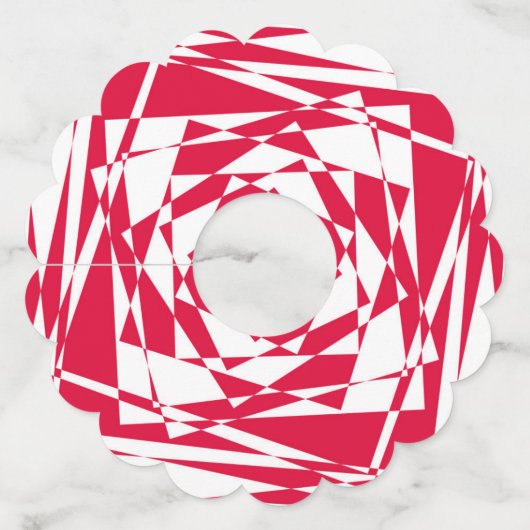 Witte rode abstracte illusie wijnglaslabel (Achterkant)