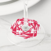 Witte rode abstracte illusie wijnglaslabel (Dichtbij)