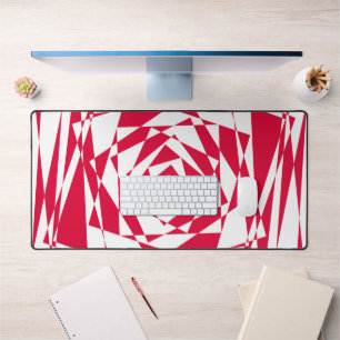 Witte & Rode Abstracte Optische Illusie Desk Mat