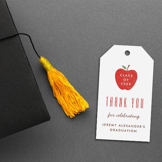 Witte Rode Appel Afstudeerfeest Favor Geschenkkaar Cadeaulabel