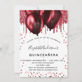 Witte rode ballonnen van Quinceanera Kaart (Voorkant)