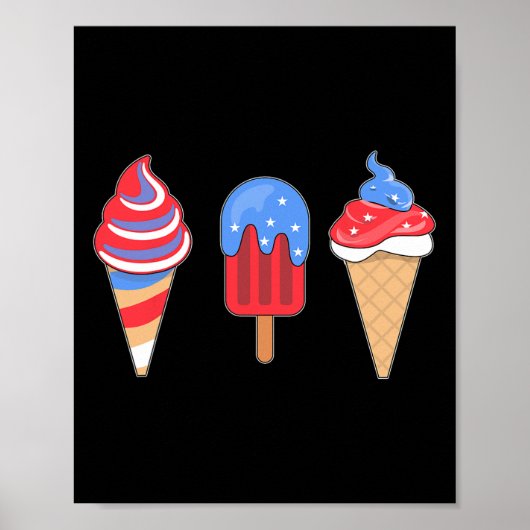Witte Rode Blauwe Ijs Amerikaanse Vlag 4 Juli Poster (Voorkant)