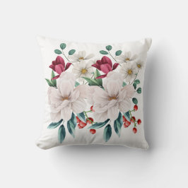 Witte Rode Bloemen Bloemstuk Groen Rode Bessen Cad Kussen