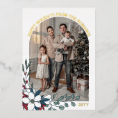 Witte rode bloemen boog foto fijne feestdagen (Voorkant)