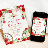 Witte rode bloemen kleurrijke Fiesta Quinceañera Kaart
