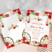 Witte rode bloemen kleurrijke Fiesta Quinceañera Kaart