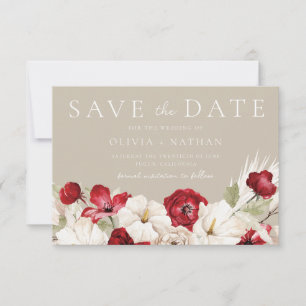 Witte & Rode Bloemen Trouw Save The Date