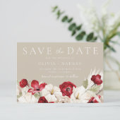 Witte & Rode Bloemen Trouw Save The Date (Staand voorkant)