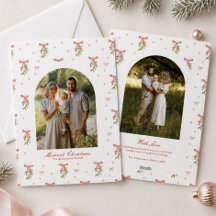 Witte Rode Boog Groene Familie Foto Kerstmis