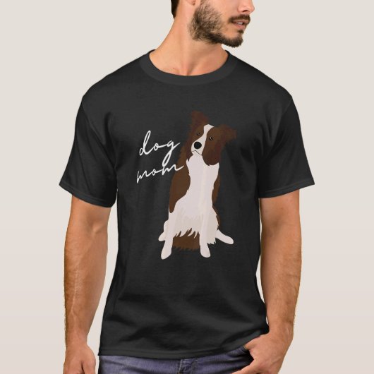 Witte & Rode Border Collie Hond Moeder Hond Moeder T-shirt (Voorkant)