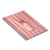 Witte Rode Candy Cane Drank Strepen Notitieboek (Rechterzijde)