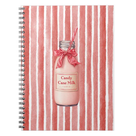 Witte Rode Candy Cane Drank Strepen Notitieboek (Voorkant)