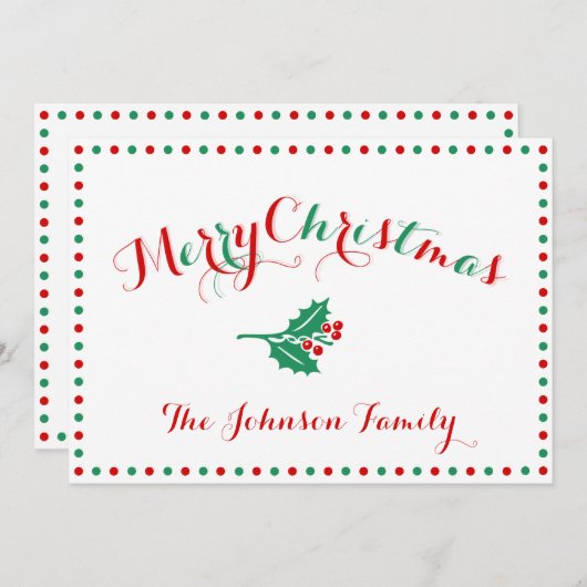 Witte, rode en groene kerstKaarten op maat Feestdagenkaart (Voorkant / Achterkant)