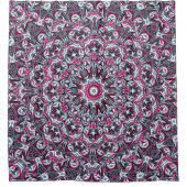 Witte, rode en khaki mandala. douchegordijn (Voorkant)