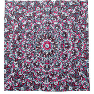 Witte, rode en khaki mandala. douchegordijn