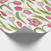 Witte, rode en roze Tulpen op witte ontkoppeling Cadeaupapier (Hoek)