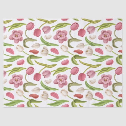 Witte, rode en roze Tulpen op witte ontkoppeling Tissuepapier (Voorkant)