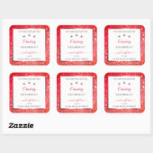 Witte rode glazen sterren Productverpakkingsetiket Vierkante Sticker (Vel)