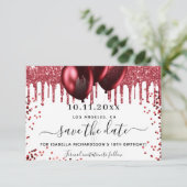 Witte rode glitter drift ballonnen save the date (Staand voorkant)