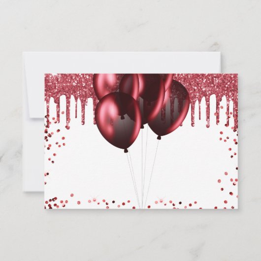 Witte rode glitter drift ballonnen save the date (Achterkant)