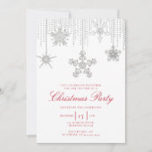 Witte Rode Glitter Drip Sparkle Sneeuwvlok Kerstmi Kaart (Voorkant)